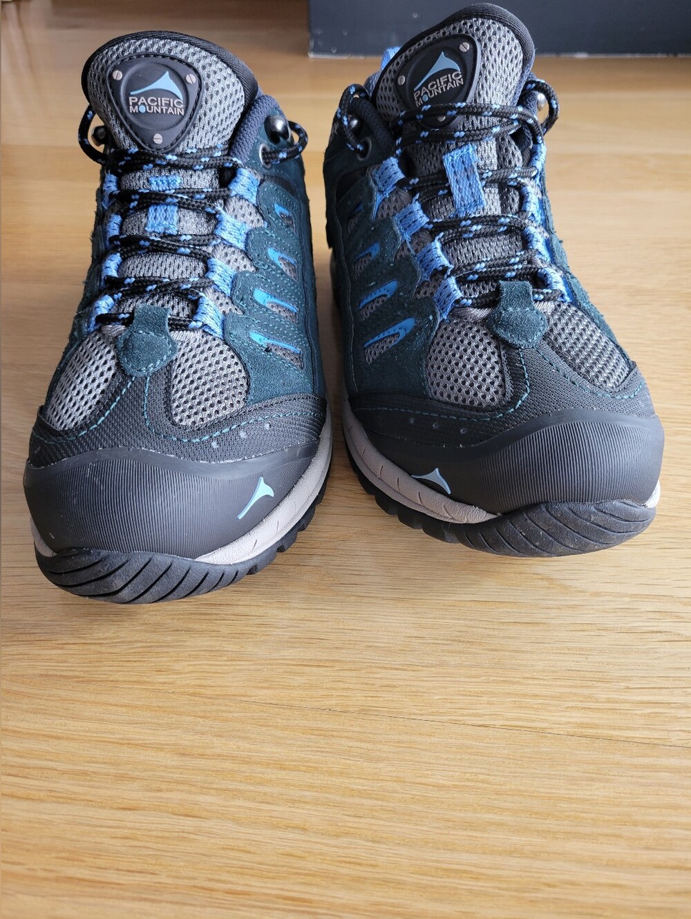 Womens Waterproof Trail Sneakers - Blue Gray Lightweight Hiking Shoes - Picture 2 of 5